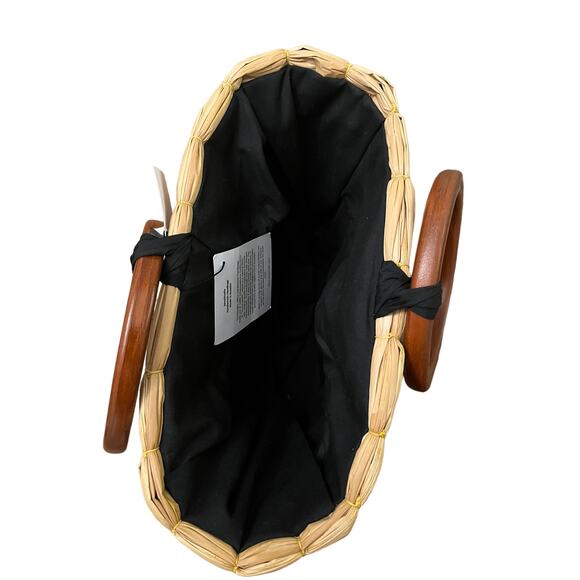 Sensi Studio Tan Handwoven Straw Bag Circle Handle - Picture 8 of 10